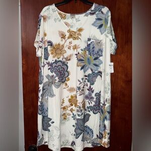 New Cool Nights XXL Floral V-Neck Sleep Shirt